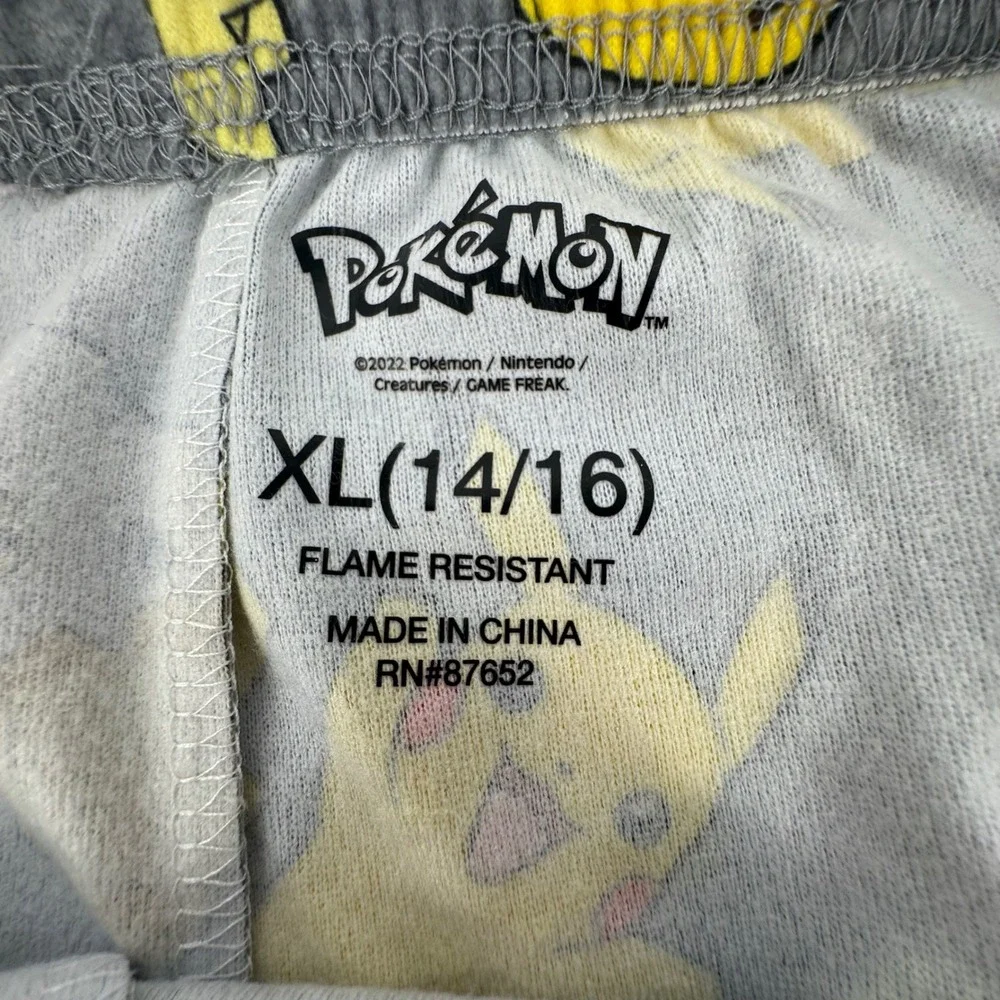 Pokemon‎ Pajama Pants XL (14/16) Gray Pikachu Charmander Squirtle Sleepwear Kids